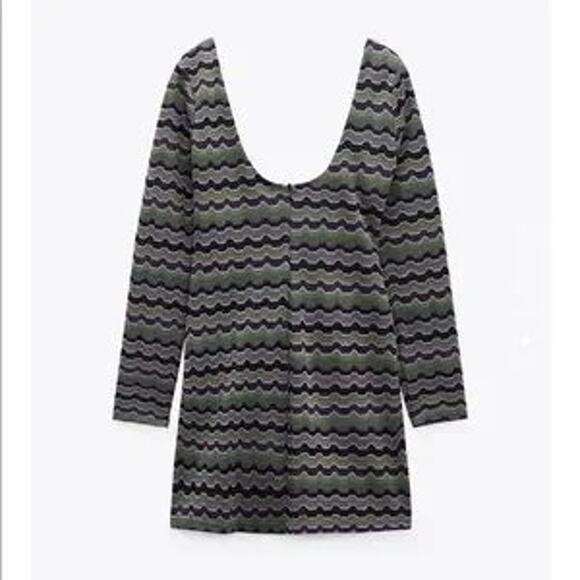 NWT Zara Geo Printed Mini Dress Purple Green - Picture 4 of 7